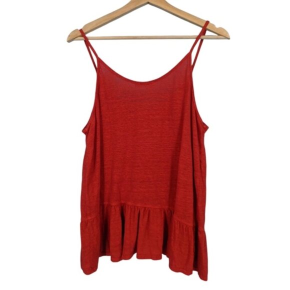 A.L.C. Womens Red Linen Ruffle Hem Camisole Top S - Picture 2 of 5